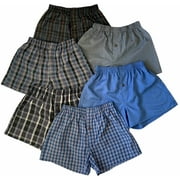 ToBeInStyle Boys' Pack of 6 Assorted Cotton-Blend Tartan Patterned Boxer Shorts - Medium
