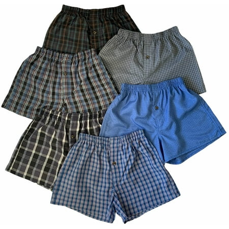 ToBeInStyle Boys' Pack of 6 Assorted Cotton-Blend Tartan Patterned Boxer Shorts - Medium