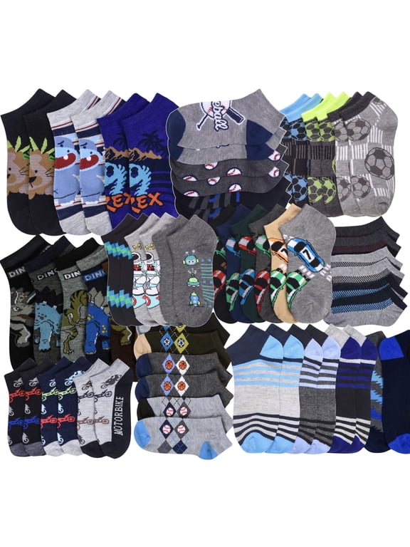 Boys' Pack of 12 Pairs Mystery Low Cut Ankle Socks - Size 6-8