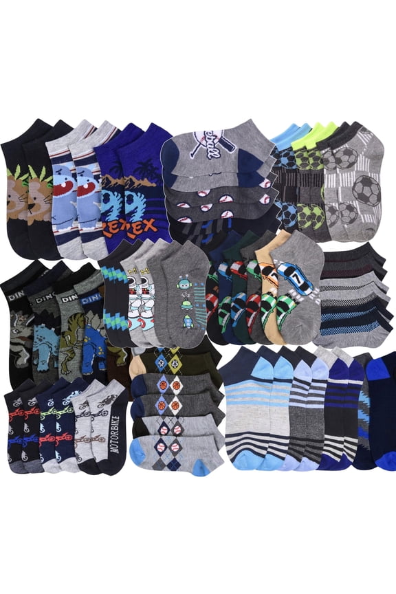 Boys' Pack of 12 Pairs Mystery Low Cut Ankle Socks - Size 6-8