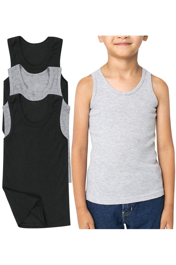 Boys' Tank Tops, Pack of 3, Preshrunk, Assorted Colors, X-Large
