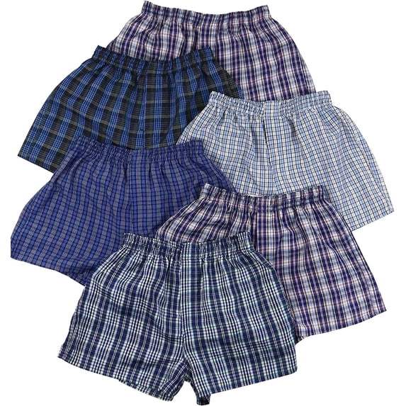 ToBeInStyle Boys' Tartan Patterned Boxer Shorts, Pack of 6, Large
