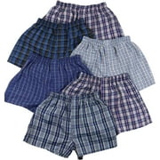 TOBEINSTYLE Boys' Tartan Patterned Boxer Shorts, Pack of 6, XL