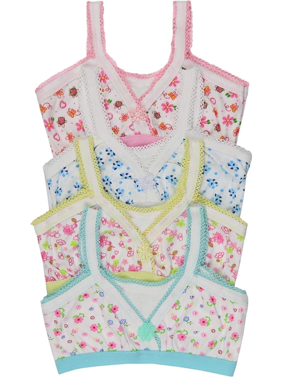Girl's 4-Pack Crochet Trim Cami Training Bras - Flowers - 8 Years