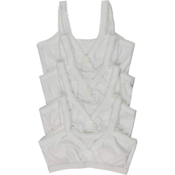 ToBeInStyle Girl's 4-Pack Crochet Trim Cami Training Bras - White - 14 Years