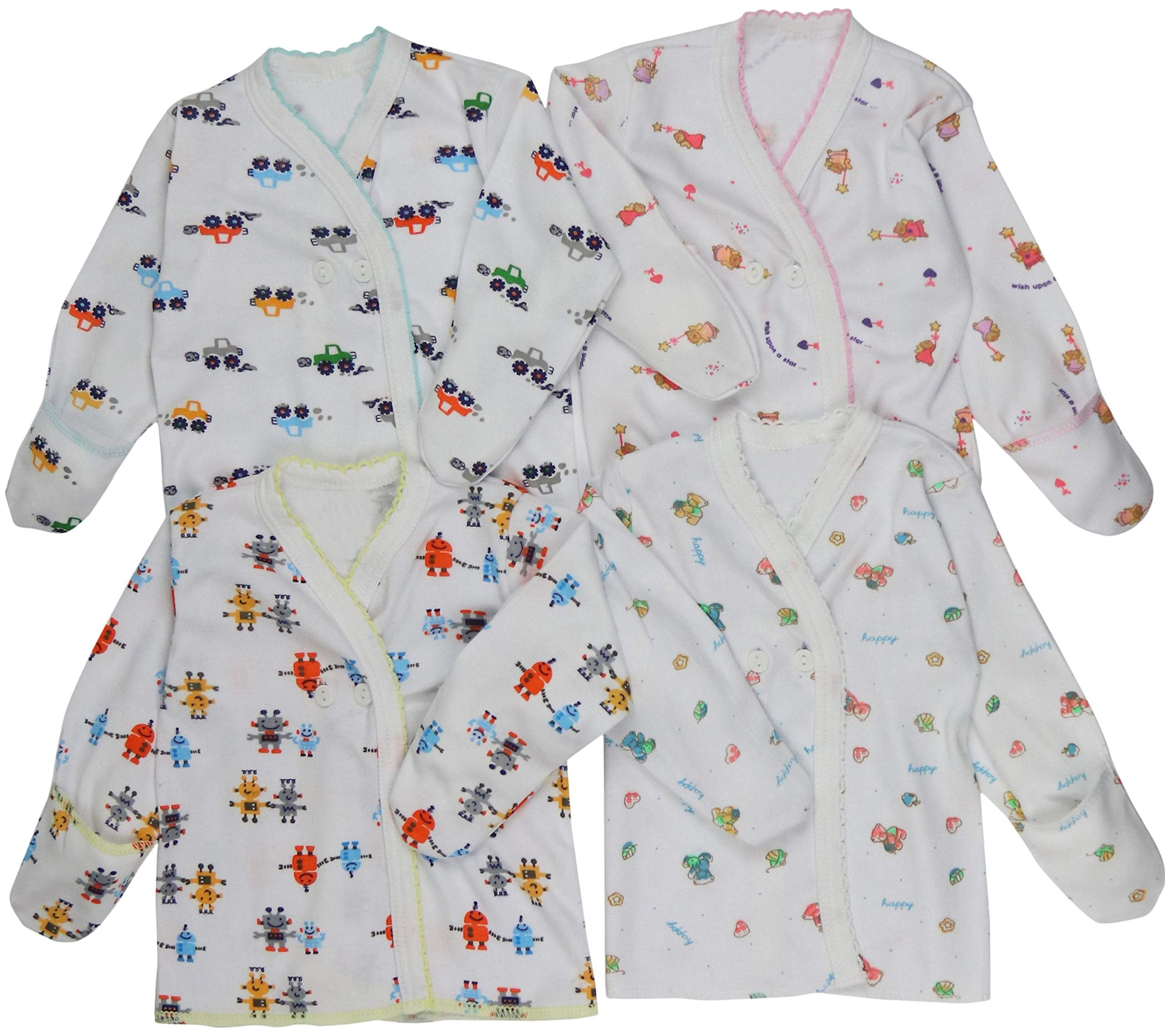 ToBeInStyle Girl's 4-Pack Long Sleeve Kimono Tee Shirts - Print Design - 6-9 Months