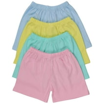 ToBeInStyle Girl's 4-Pack Relaxed Casual Ultra-Soft Cotton Shorts - Pastel - 0-3 Months Old
