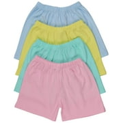 ToBeInStyle Girl's 4-Pack Relaxed Casual Ultra-Soft Cotton Shorts - Pastel - 6-9 Months Old