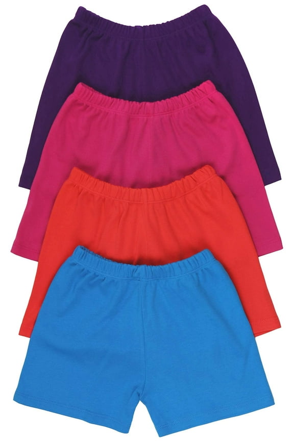 Girl's 4-Pack Relaxed Casual Ultra-Soft Cotton Shorts - Vibrant - 1 Year Old
