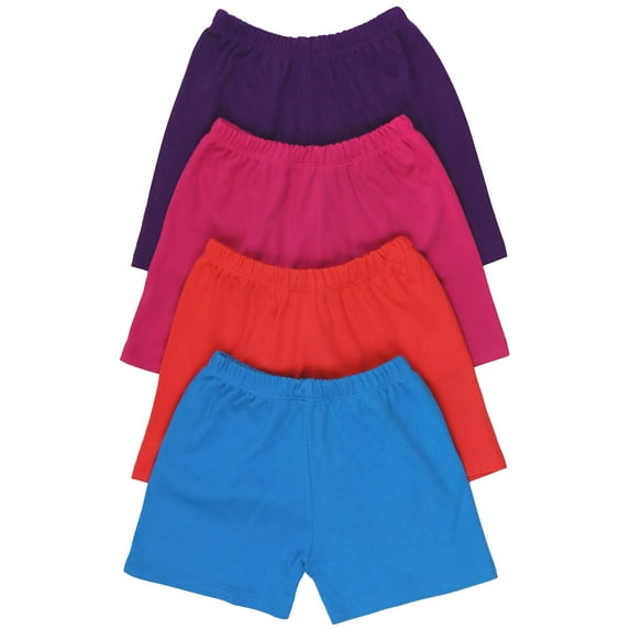 ToBeInStyle Girl's 4-Pack Relaxed Casual Ultra-Soft Cotton Shorts - Vibrant - 3-6 Months Old