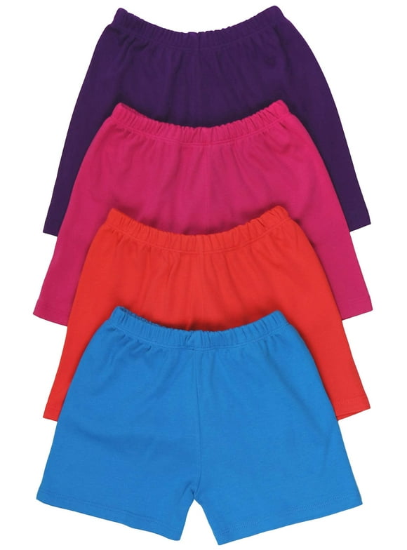 ToBeInStyle Girl's 4-Pack Relaxed Casual Ultra-Soft Cotton Shorts - Vibrant - 4 Years Old