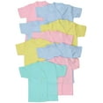 thumbnail image 1 of ToBeInStyle Girl's 4-Pack Short Sleeve Ultra-Soft Cotton Kimono Wrap Tee Shirt - Pastel - 0-3 Months, 1 of 7
