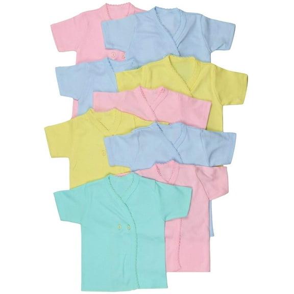 ToBeInStyle Girl's 4-Pack Short Sleeve Ultra-Soft Cotton Kimono Wrap Tee Shirt - Pastel - 0-3 Months