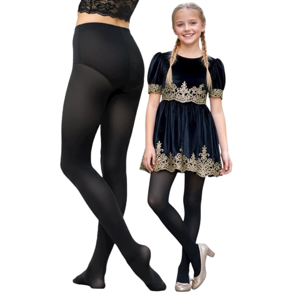 ToBeInStyle Girl's Opaque Tights - Black - 1-3 Years Old