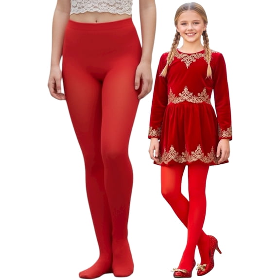 ToBeInStyle Girl's Opaque Tights - Red - 1-3 Years Old