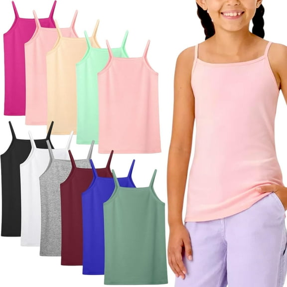 ToBeInStyle Girl's Pack of 5 Randomly Selected Cami Style Tank Tops - 6-8 Years