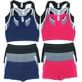 thumbnail image 1 of ToBeInStyle Girl's Pack of 6 Racerback Training Bra Tops & Matching Boyshort Bottoms - Heathered - Large, 1 of 5