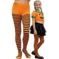 thumbnail image 1 of ToBeInStyle Girl's Striped Opaque Tights - Black/Orange - 4-6 Years, 1 of 7