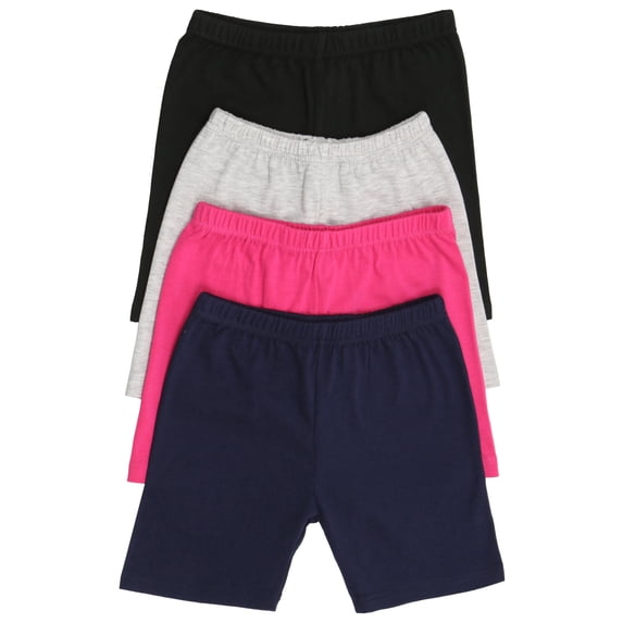 ToBeInStyle Girls' 4 Pack Solid Color Soft Cotton Blend Stretchy Shorts - Basic - 6T
