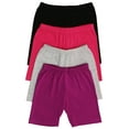 thumbnail image 1 of ToBeInStyle Girls' 4 Pack Solid Color Soft Cotton Blend Stretchy Shorts - Vibrant - 4T, 1 of 2