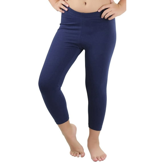 ToBeInStyle Girls' Fitted Full Length Leggings - Navy - Large