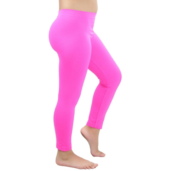 ToBeInStyle Girls' Nylon-Spandex Blend Full Length Leggings - Hot Pink - S/M