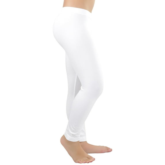 ToBeInStyle Girls' Nylon-Spandex Blend Full Length Leggings - White - S/M