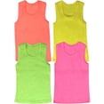thumbnail image 1 of ToBeInStyle Girls' Pack of 4 Ribbed Cotton Tank Tops - Neon - 2 Years Old, 1 of 7