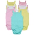 thumbnail image 1 of ToBeInStyle Girls' Pack of 4 Ultra-Soft Cotton Spaghetti Strap Baby Bodysuits w/ Ruffle Trim - Pastel - 2 Years Old, 1 of 7