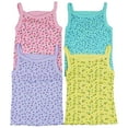 thumbnail image 1 of ToBeInStyle Girls' Pack of 4 Ultra-Soft Cotton Spaghetti Strap Cami Tops w/ Ruffle Hem - Pastel Flower - 5 Years Old, 1 of 3