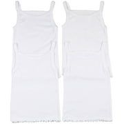 ToBeInStyle Girls Pack of 4 Ultra-Soft Cotton Spaghetti Strap Cami Tops w/ Ruffle Hem - White - 14 Years Old