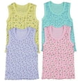 thumbnail image 1 of ToBeInStyle Girls' Pack of 4 Ultra-Soft Cotton Tank Tops w/ Ruffle Hem - Floral Pastel - 6-9 Months Old, 1 of 3