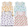 thumbnail image 1 of ToBeInStyle Girls' Pack of 4 Ultra-Soft Cotton Tank Tops w/ Ruffle Hem - Fruit - 6-9 Months Old, 1 of 3