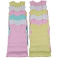 thumbnail image 1 of ToBeInStyle Girls' Pack of 4 Ultra-Soft Cotton Tank Tops w/ Ruffle Hem - Pastel - 3-6 Months Old, 1 of 5