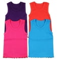 thumbnail image 1 of ToBeInStyle Girls' Pack of 4 Ultra-Soft Cotton Tank Tops w/ Ruffle Hem - Vibrant - 1 Year Old, 1 of 3