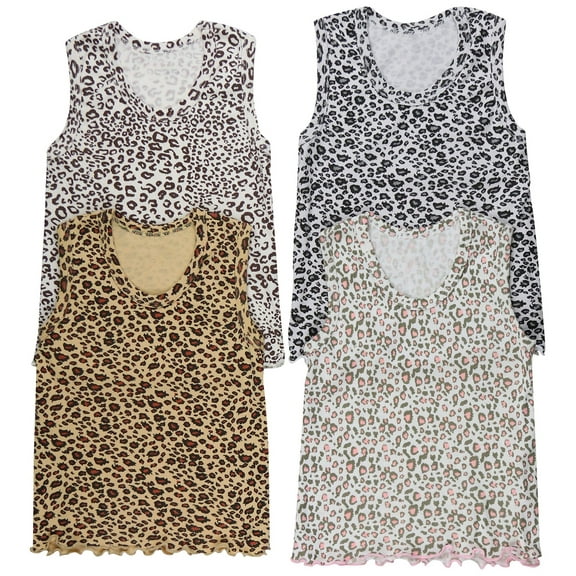 ToBeInStyle Girls' Pack of 4 Ultra-Soft Cotton Tank Tops w/ Ruffle Hem - Wild - 2 Years Old