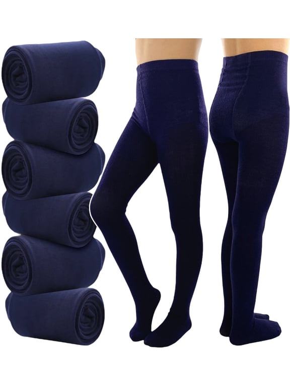 Girls Pack of 6 Classic Pull-On Assorted Warm Winter Tights