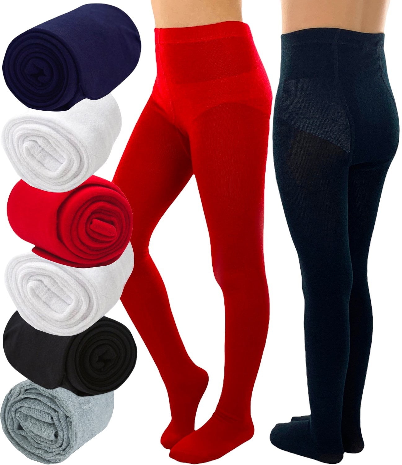 ToBeInStyle Girls Pack of 6 Classic PullOn Assorted Warm Winter Tights