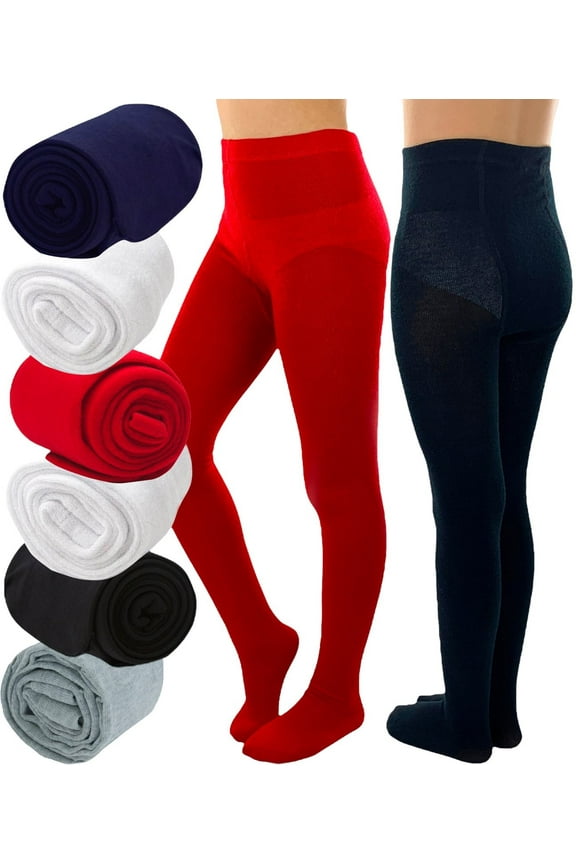 Girls Pack of 6 Classic Pull-On Assorted Warm Winter Tights