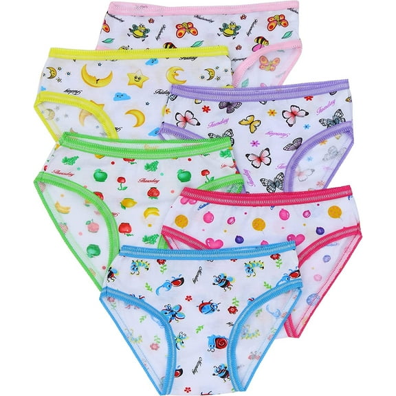 ToBeInStyle Girls Pack of 6 Colorful Comfortable Classic Cotton Bikini Panties - Cute Garden Life - Medium