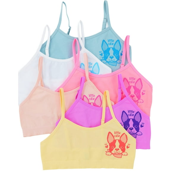 ToBeInStyle Girls Pack of 6 Fun Print Training Bras Top Wire-Free Non-Padded - Little Cutie Dog - Large