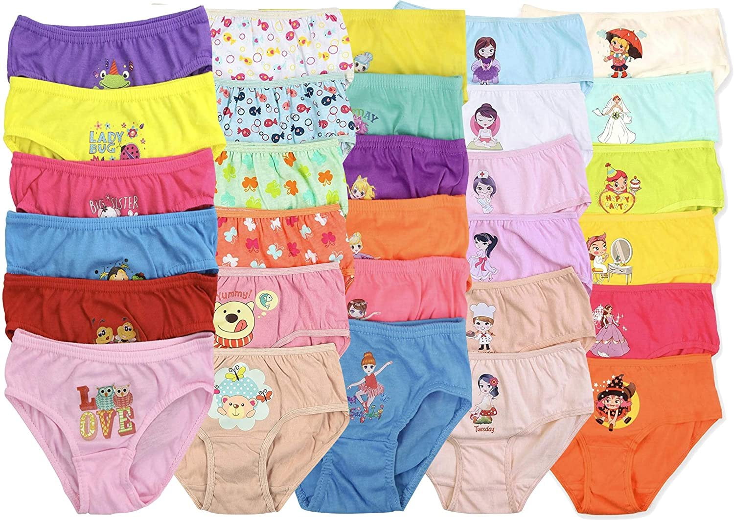 Rene Rofe Girls' Soft Cotton Bikini Underwear Panties (14 Pack) – S&D Kids