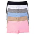 thumbnail image 1 of ToBeInStyle Girls' Pack of 6 Solid Color Ribbon Seamless Panties Boyshorts - Small/Medium, 1 of 1