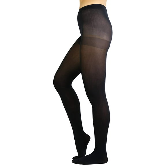 ToBeInStyle Junior Teenage Girl Young Adult Opaque Nylon Pantyhose - Black - One Size