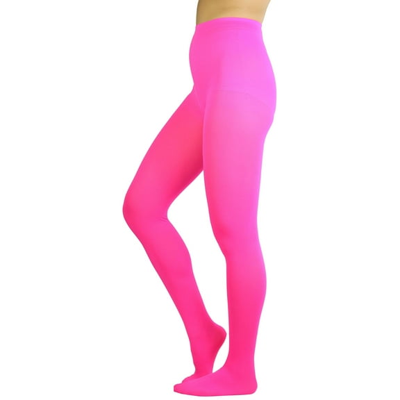 ToBeInStyle Junior Teenage Girl Young Adult Opaque Nylon Pantyhose - Neon Pink - One Size