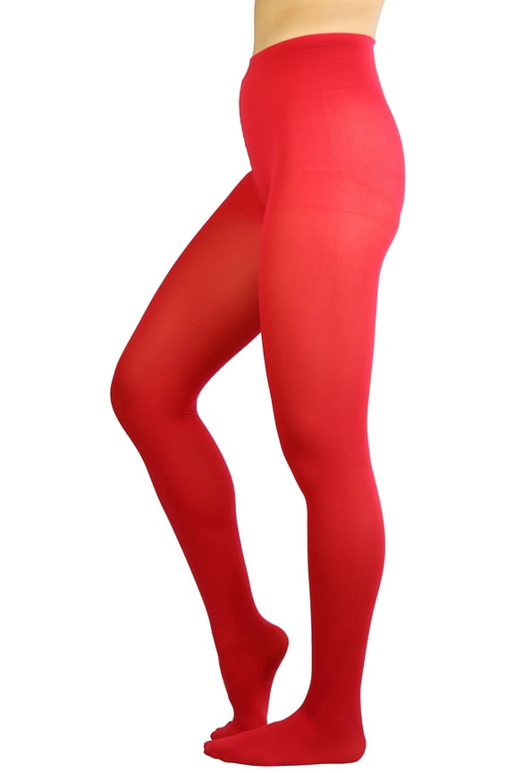 Junior Teenage Girl Young Adult Opaque Nylon Pantyhose - Red - One Size