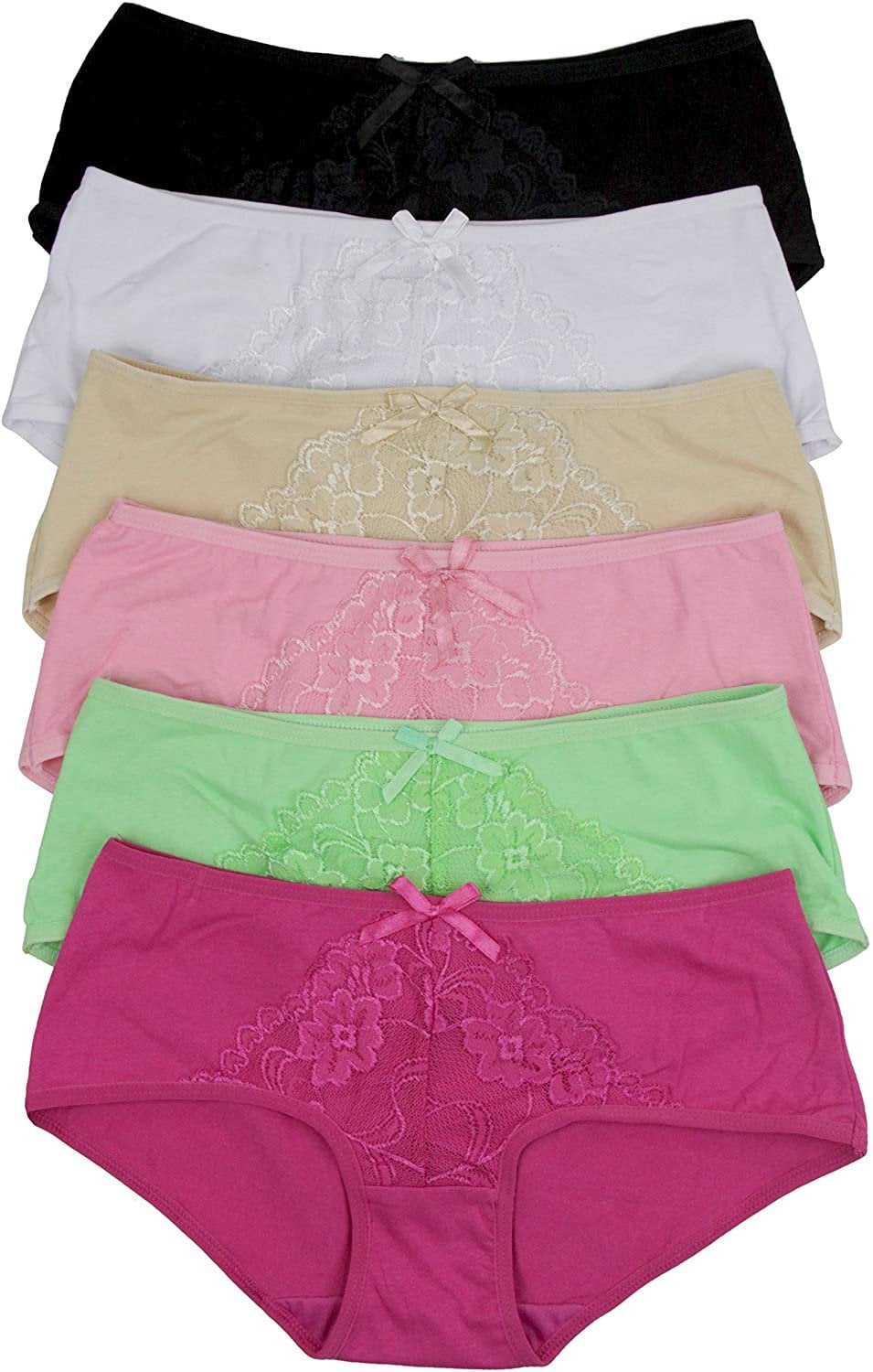ToBeInStyle Junior Womens Pack of 6 Classic Cotton Blend Colorful ...