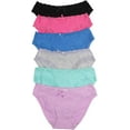 thumbnail image 1 of ToBeInStyle Junior Womens Pack of 6 Classic Cotton Blend Colorful Assorted Bikini Briefs, 1 of 6