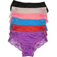 thumbnail image 1 of ToBeInStyle Junior Womens Pack of 6 Classic Cotton Blend Colorful Assorted Bikini Briefs, 1 of 8