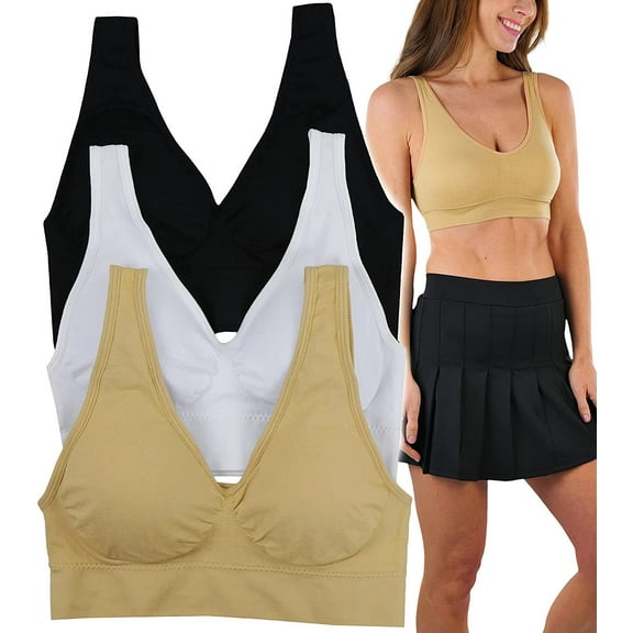 ToBeInStyle Juniors Pack of 3 Lounging Microfiber Padded Bras